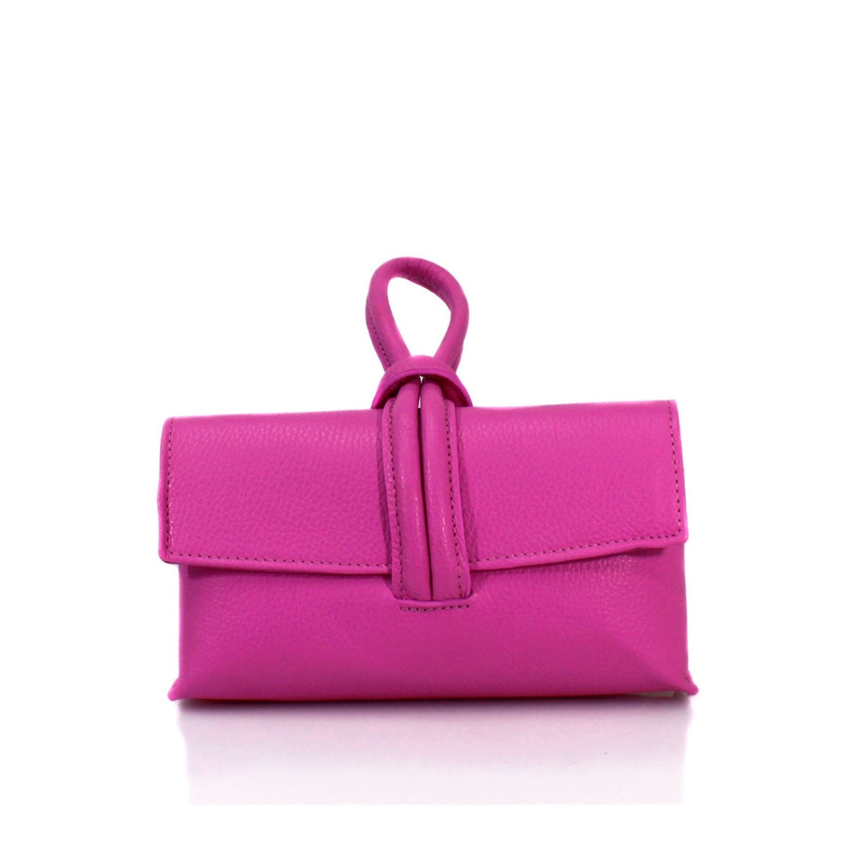 Genuine Italian Leather Small Clutch Crossbody Bag - Fuchsia image