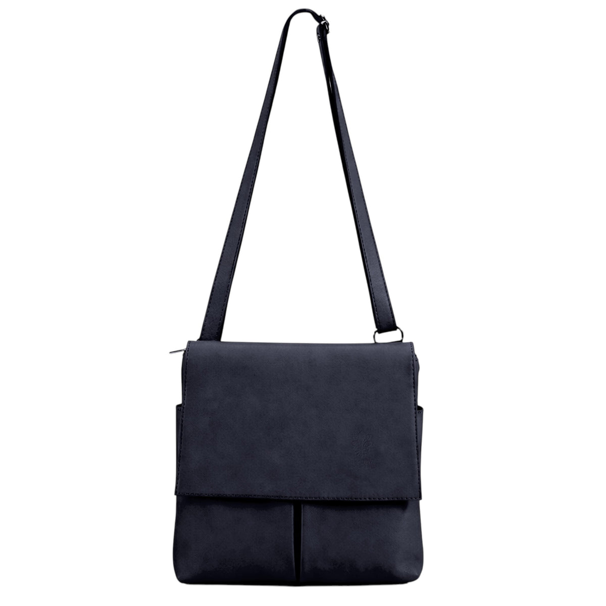 Genuine Leather Multi-Pocket Messenger Crossbody Bag - NAVY image