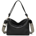 Genuine Leather Knotted Handle Crossbody Shoulder Bag - BLACK image