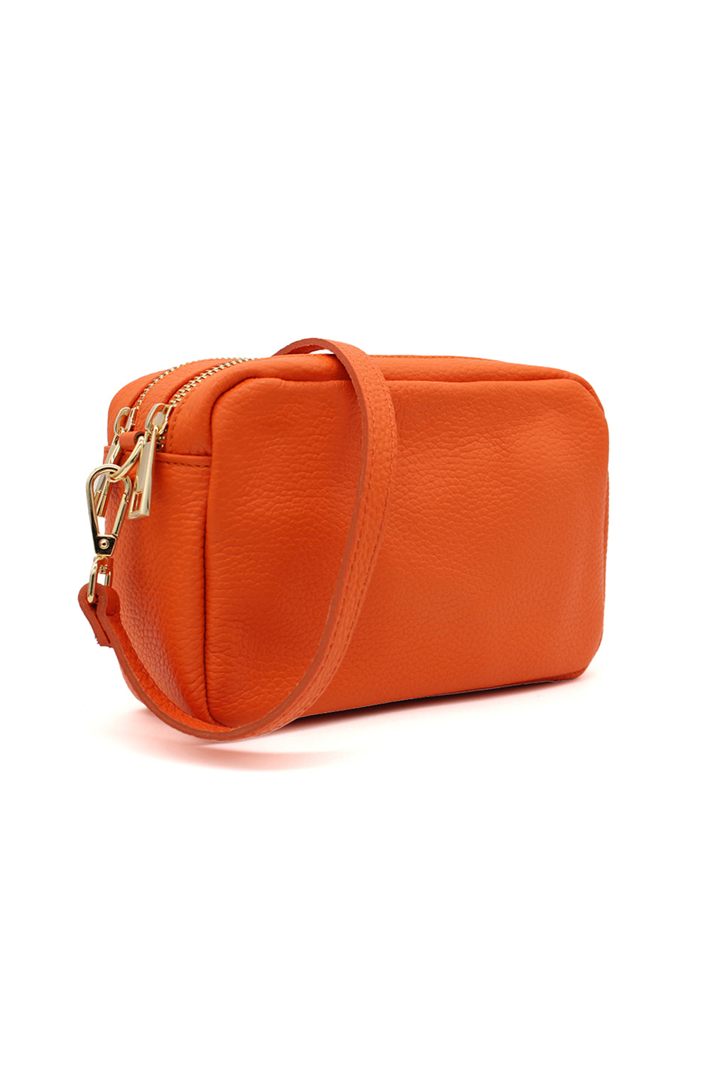 Italian Genuine Leather Crossbody Bag with Double Zipper Compartments image 2