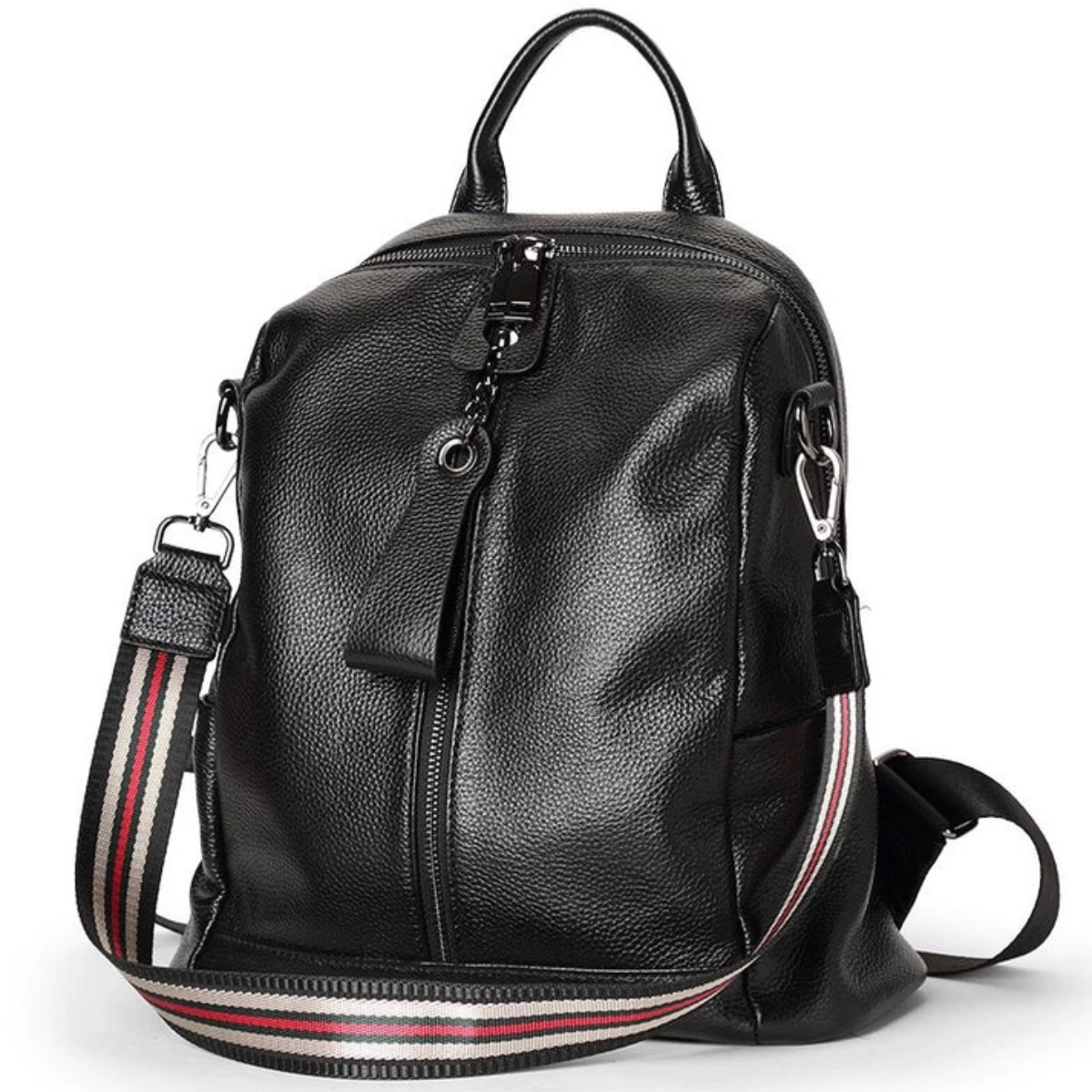 Multi-Strap Design Genuine Leather Convertible Backpack image 0