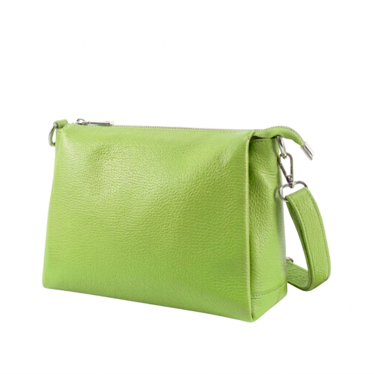 Genuine Leather Multi-Compartment Small Shoulder Handbag - LIME image