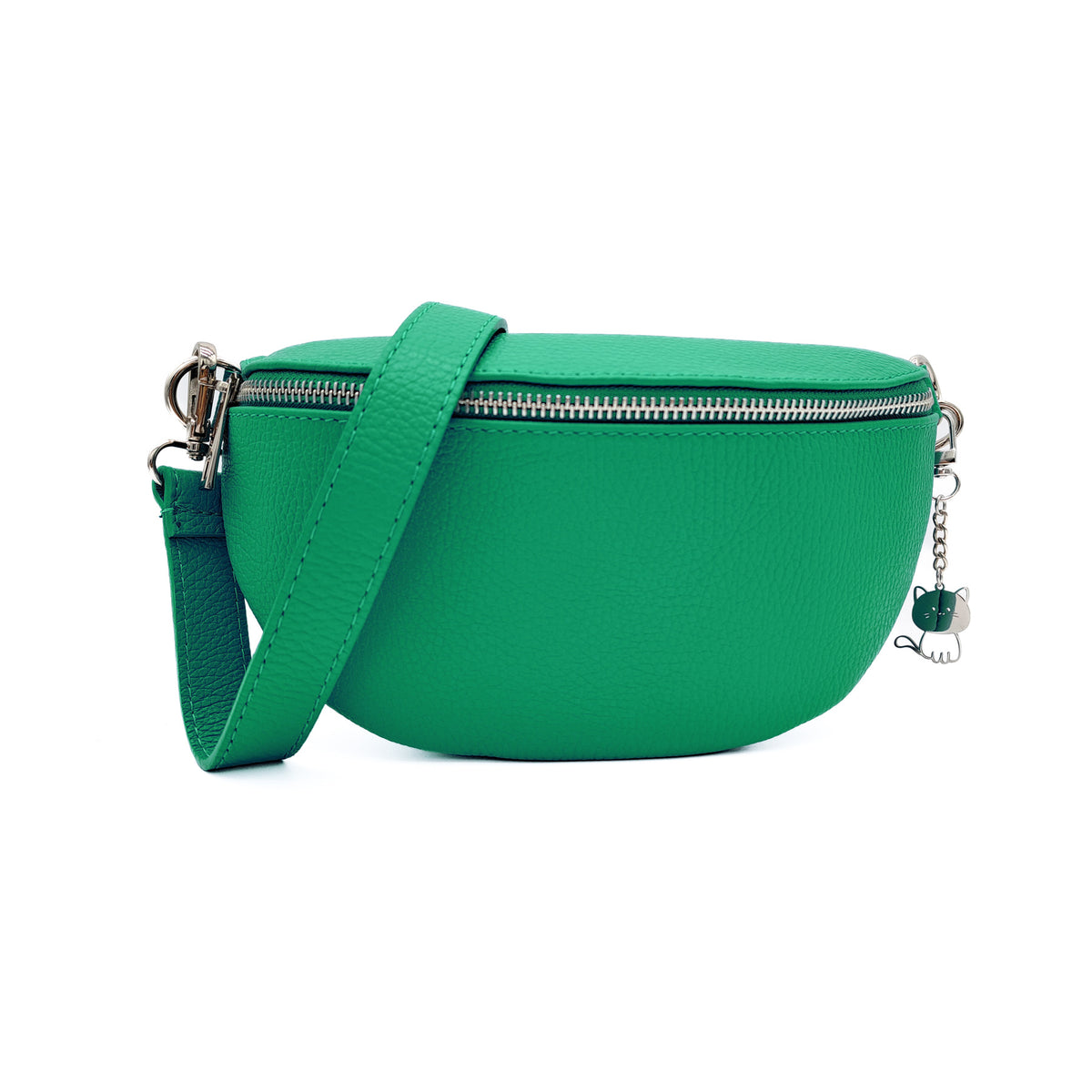 Italian Real Leather Bum Bag Style Crossbody Bag - GREEN image