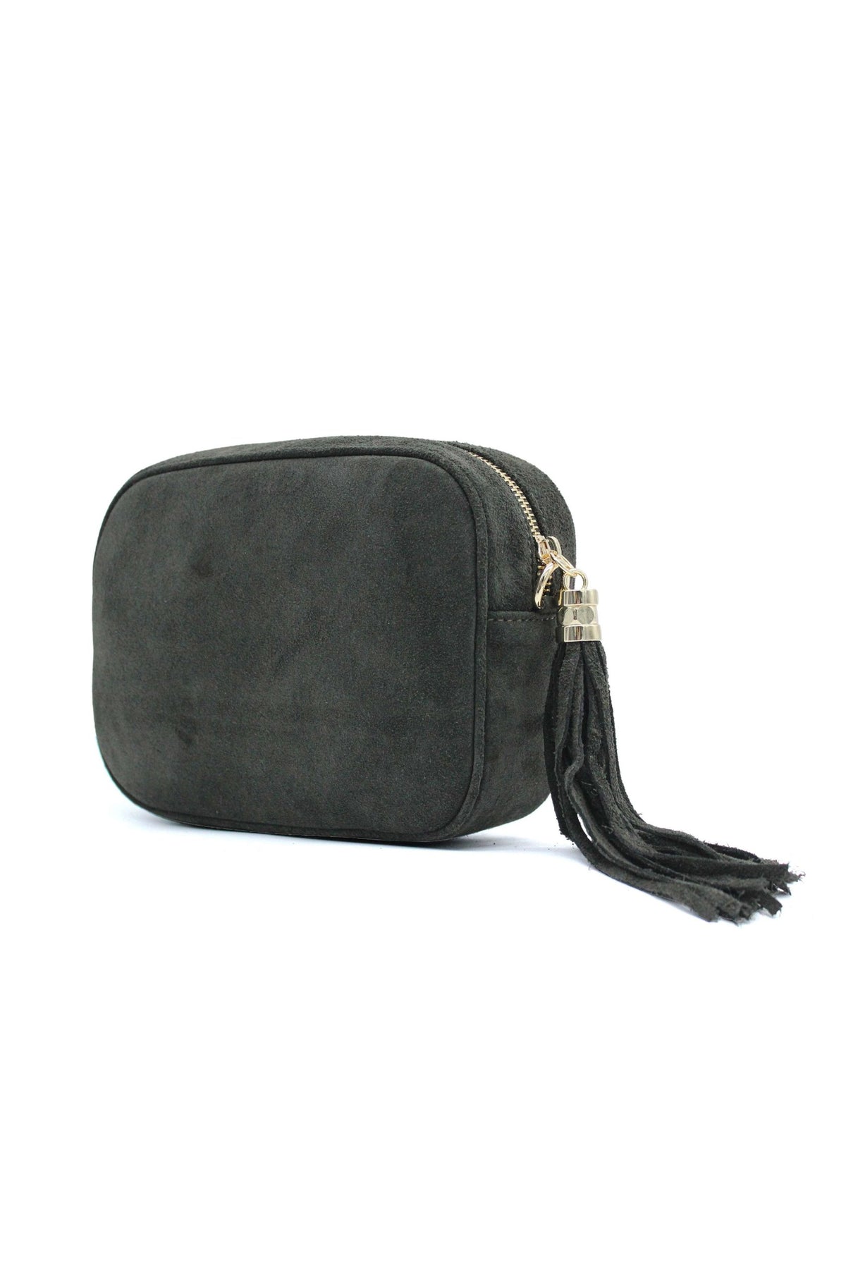 Genuine Italian Suede Leather Crossbody Bag with Tassel Zip image 18