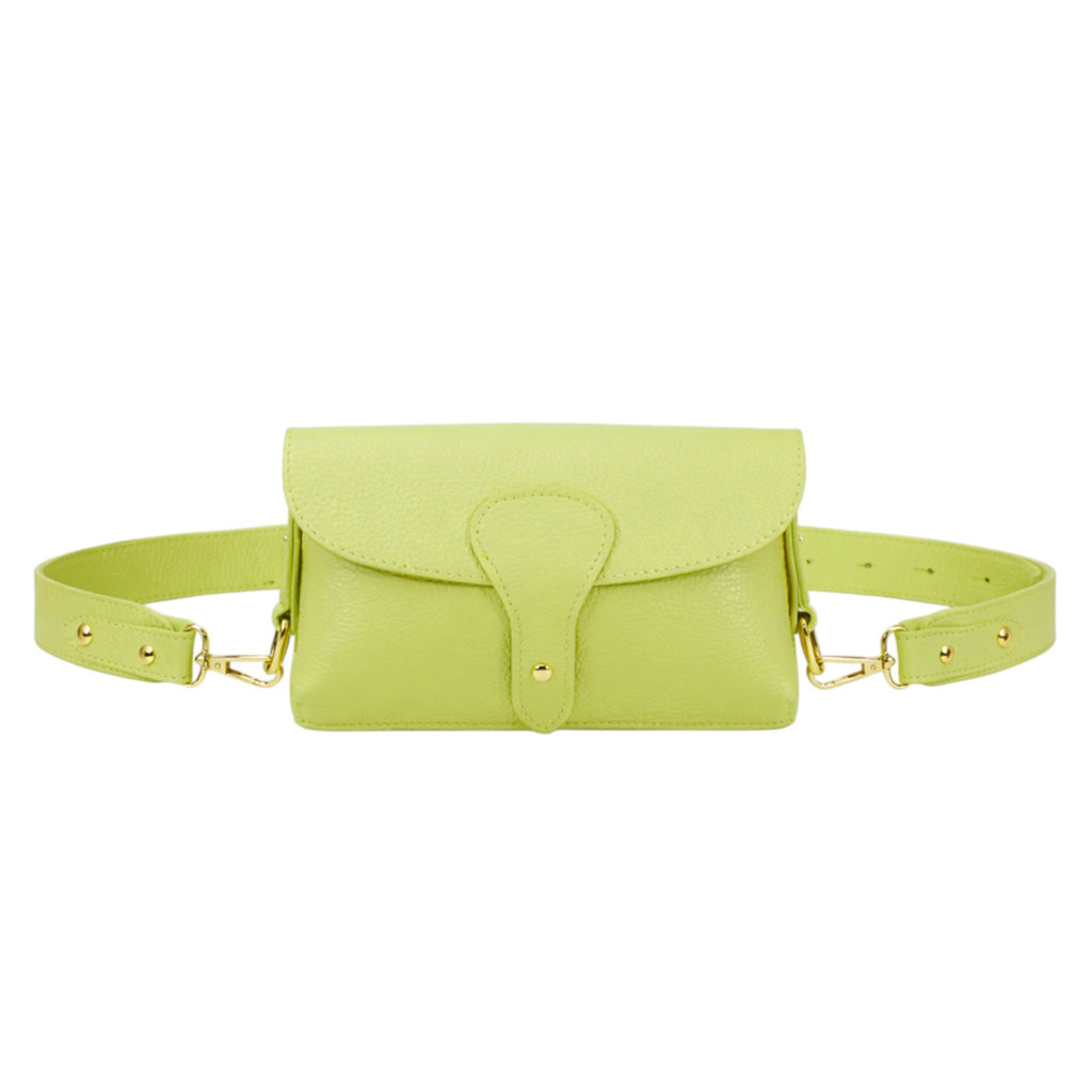 Genuine Leather Magnetic Flap Small Crossbody Handbag - LEMON image