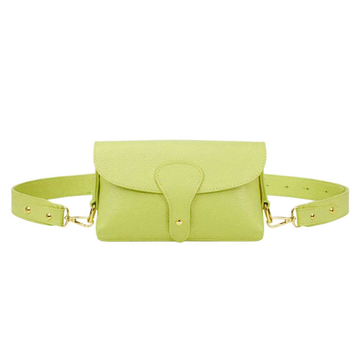 Genuine Leather Magnetic Flap Small Crossbody Handbag - LEMON image