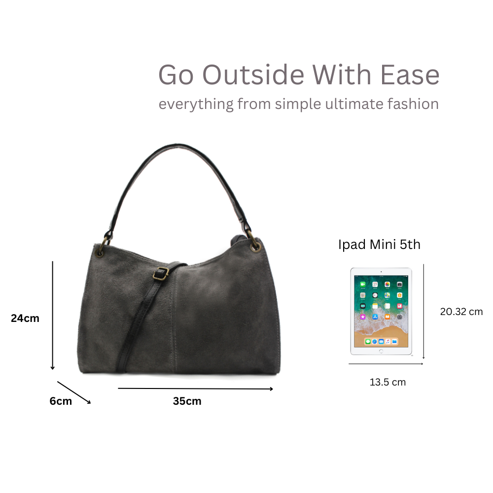 Genuine Italian Suede Leather Stylish Small Shoulder Bag With Detachable Strap image 1