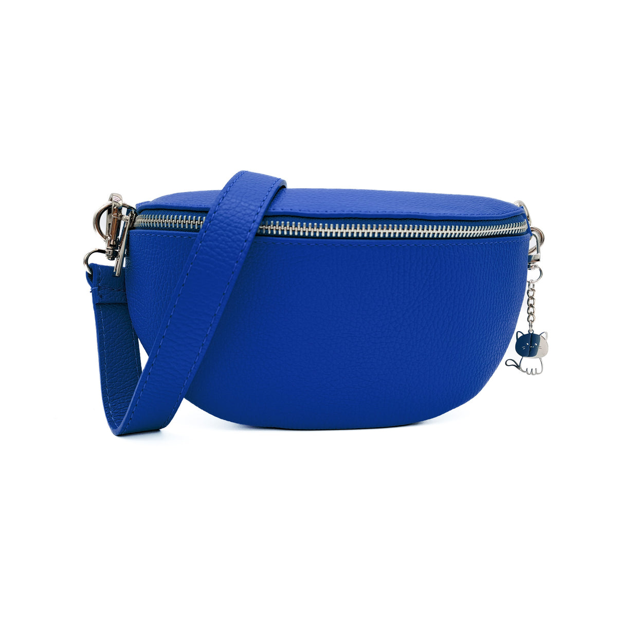 Italian Real Leather Bum Bag Style Crossbody Bag - ROYAL BLUE image