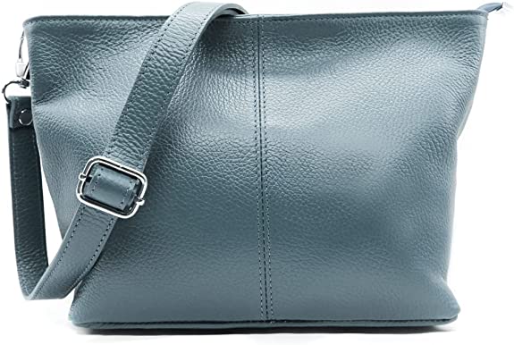 Small Genuine Practical Italian Leather Shoulder Messenger Handbag - Blue image