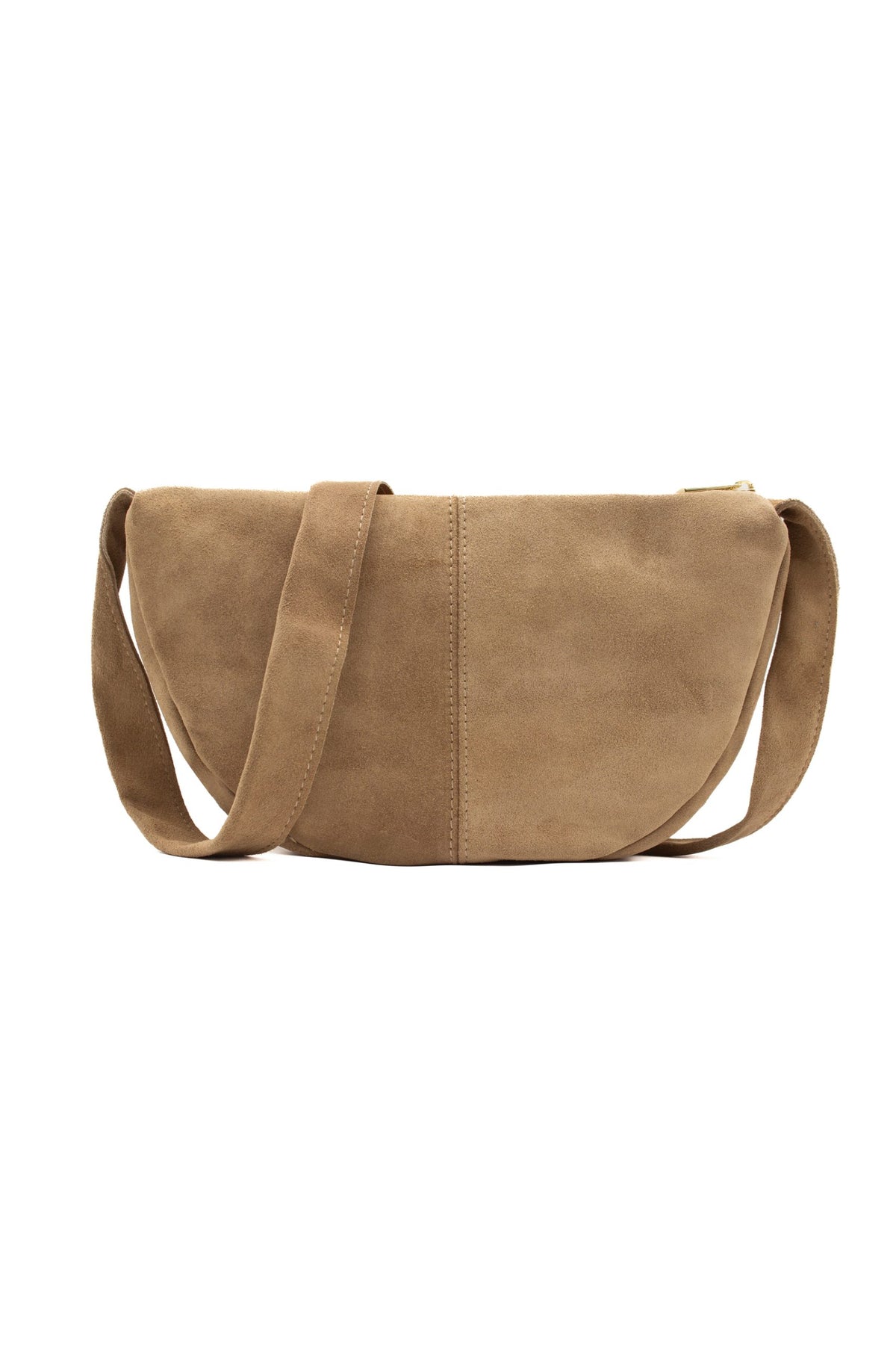 Italian Fashion Suede Leather Shopper Tote Shoulder Bag - BEIGE image