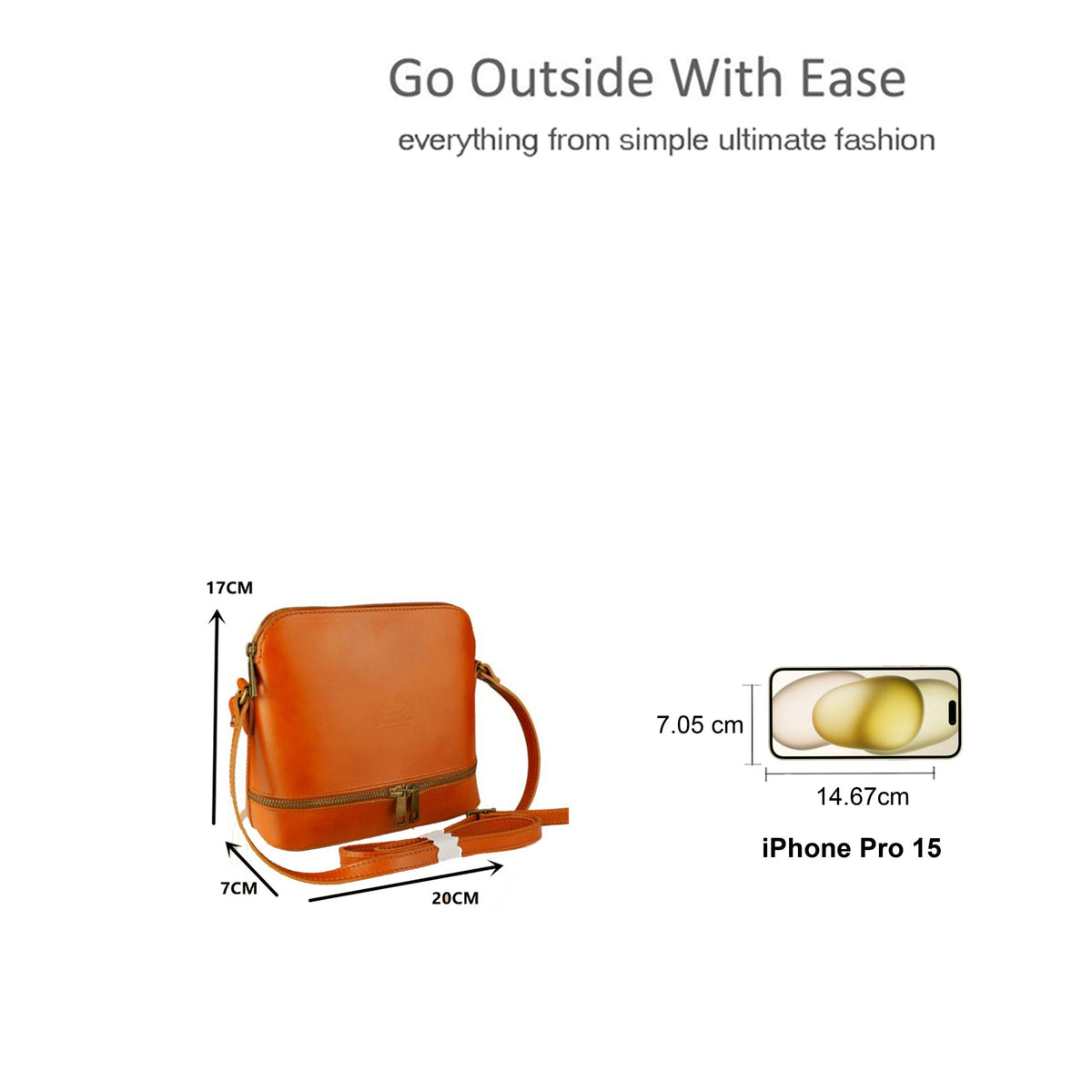 Stylish Zipper Detail Genuine Leather Crossbody Bag image 1