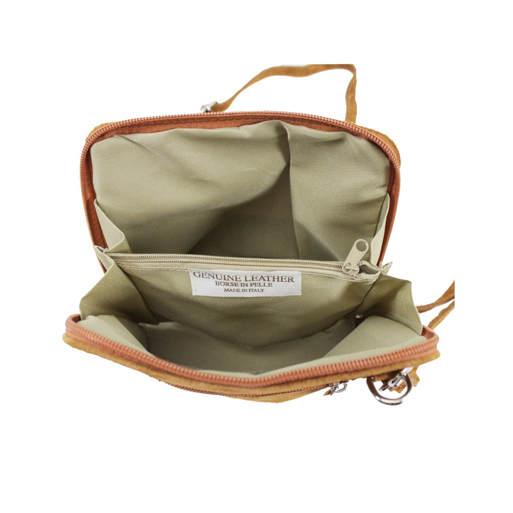 Small Genuine Italian Suede Leather Zip Around Crossbody Bag image 3