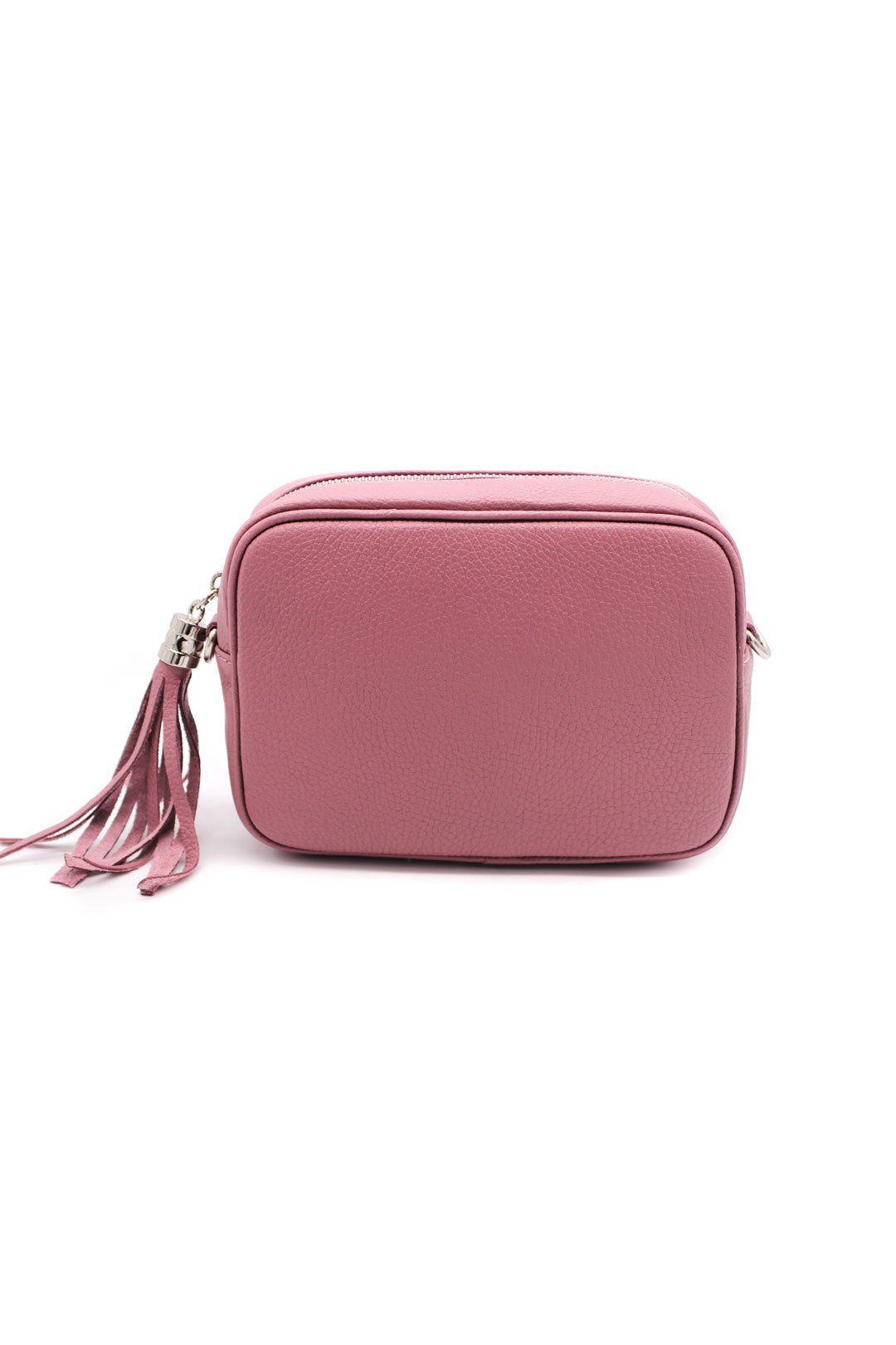 Tassel Charm Genuine Italian Leather Camera Handbag Crossbody Bag - Dark Pink image