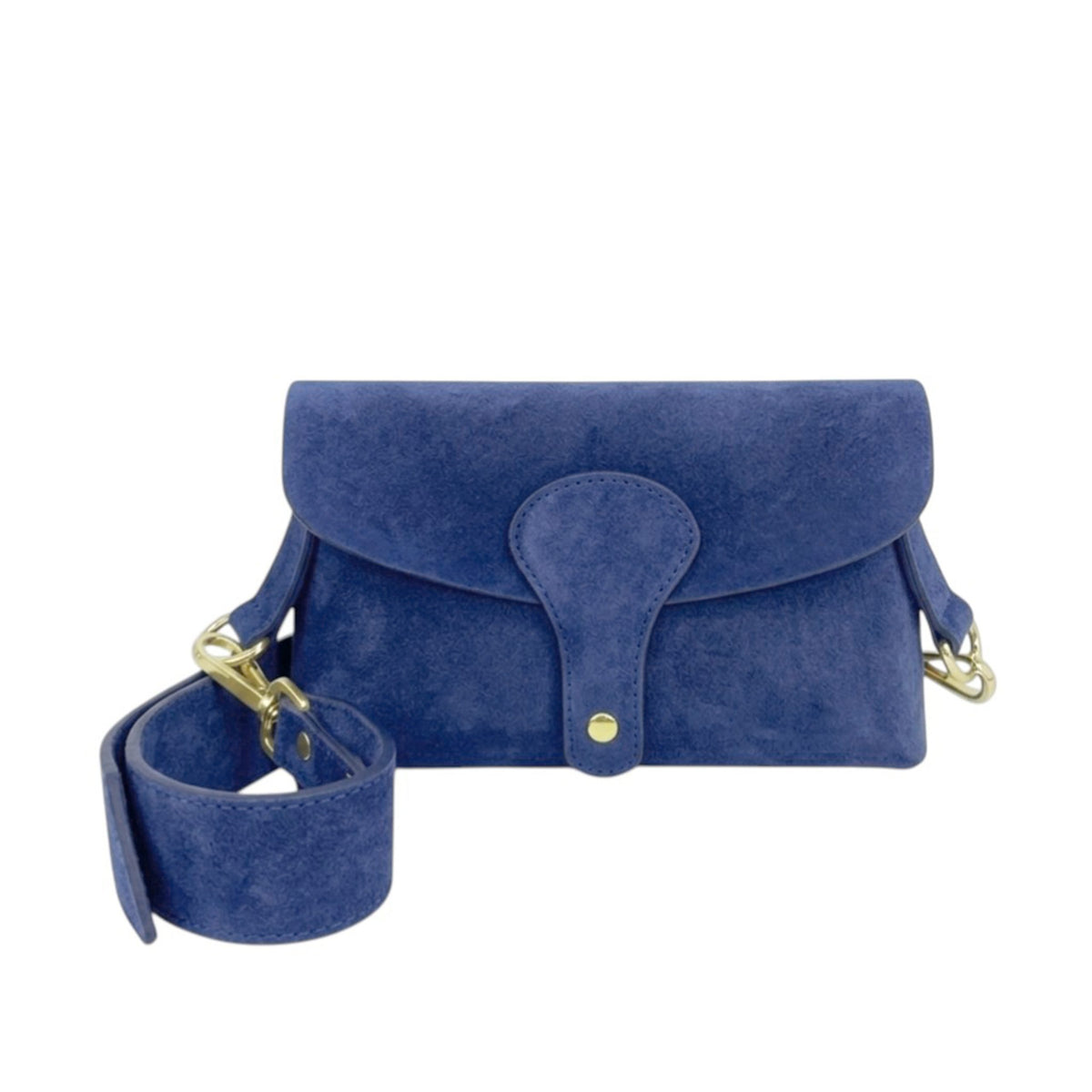 Suede Leather Magnetic Flap Small Crossbody Shoulder Bag - BLUE image