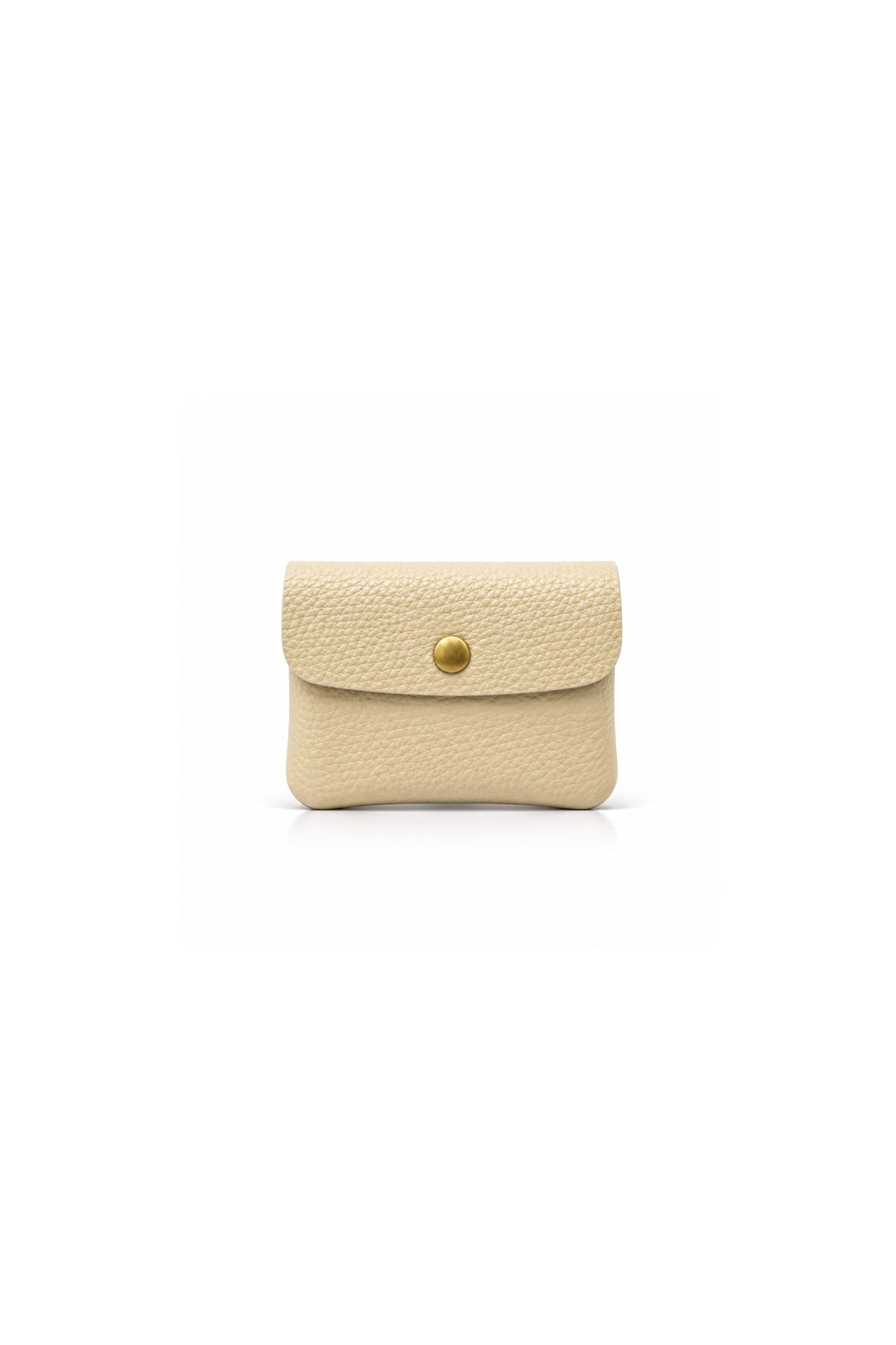 Genuine Italian Leather Compact Coin Purse with Snap Closure - Khaki image
