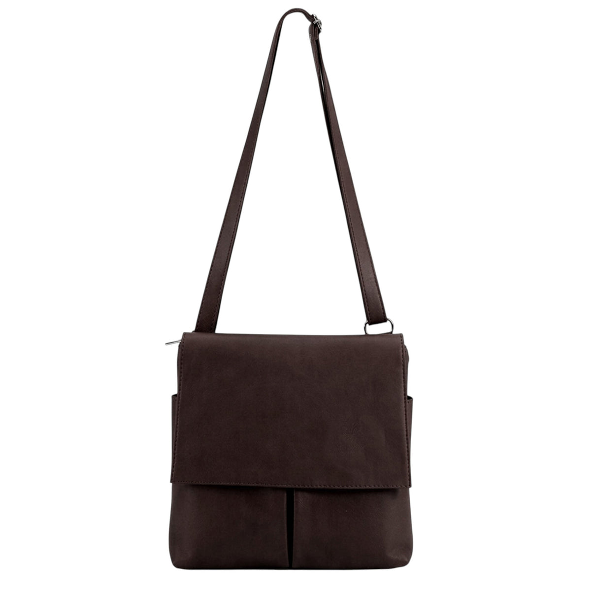 Genuine Leather Multi-Pocket Messenger Crossbody Bag - COFFEE image