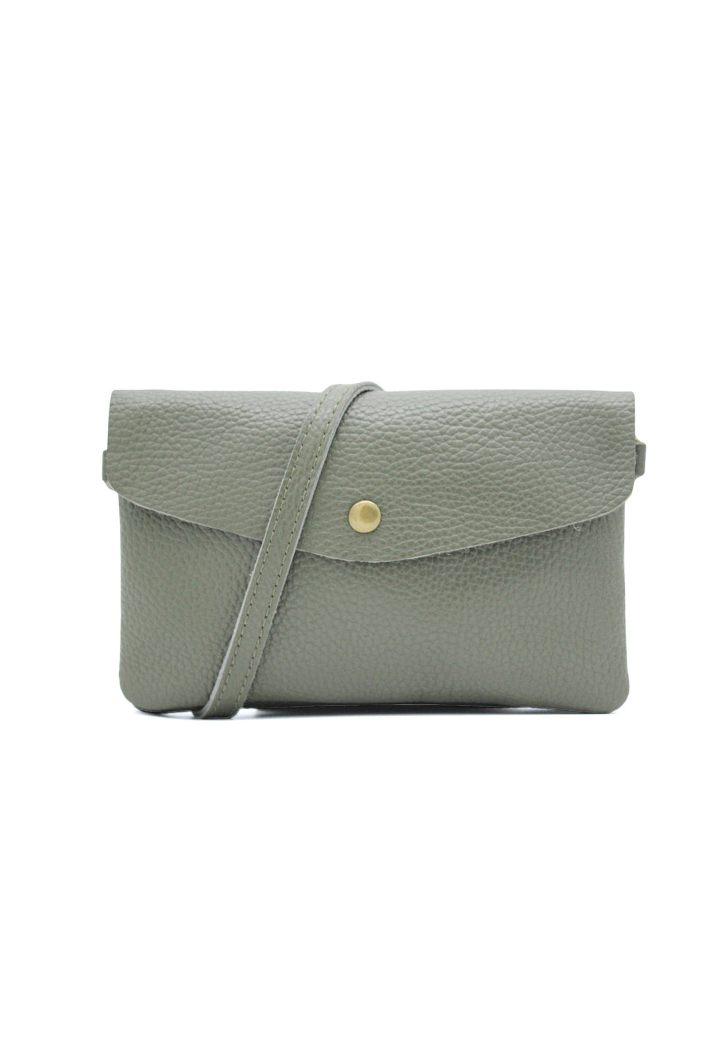 Genuine Leather Small Crossbody Purse with Double Compartments - Green image
