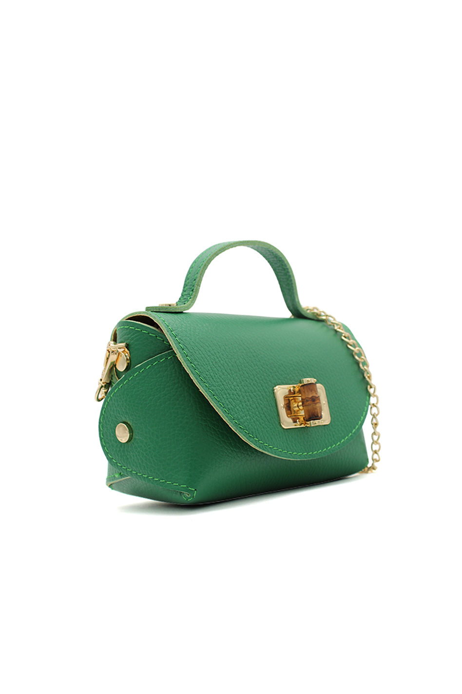 Genuine Italian Leather Crossbody Bag with Chain Strap and Twist Lock Closure image 12
