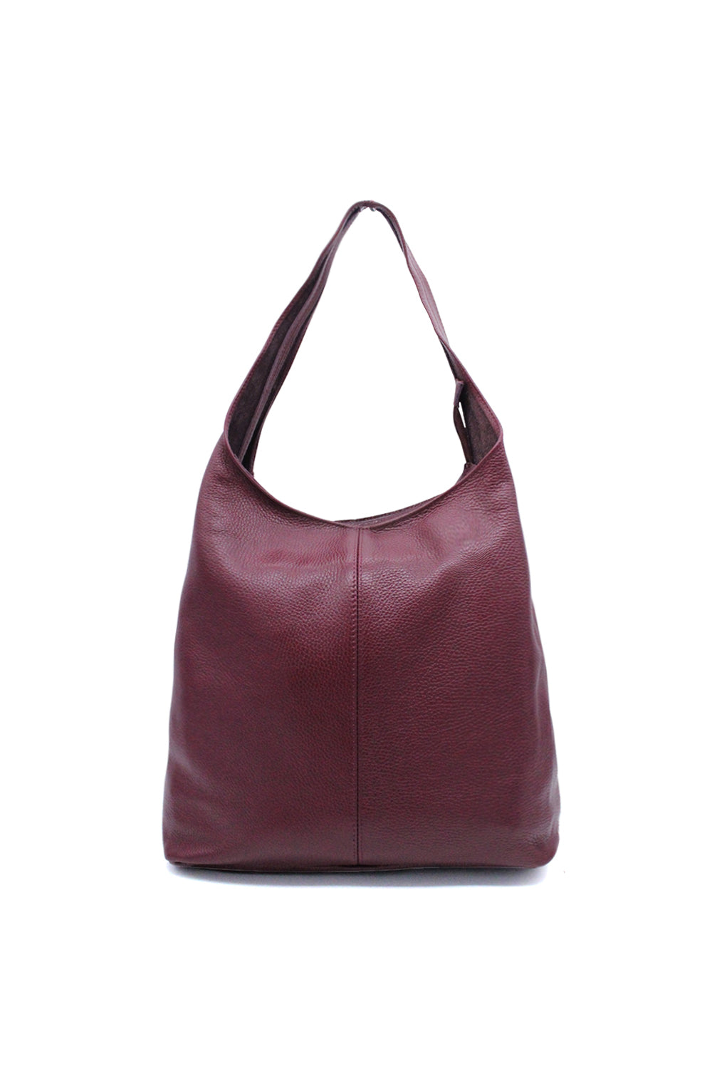 Genuine Italian Leather Minimalist Shoulder Tote Bag with Spacious Design - Wine image
