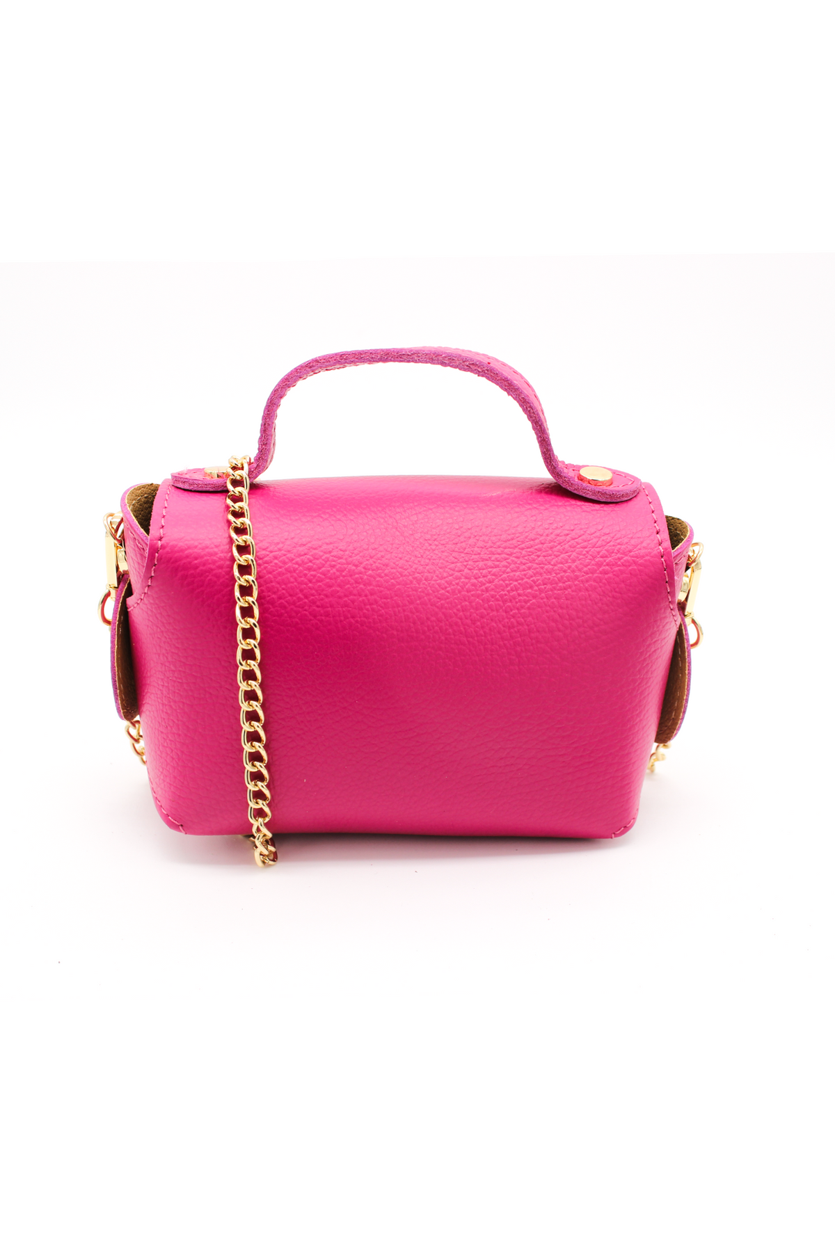 Genuine Italian Leather Crossbody Bag with Chain Strap and Twist Lock Closure image 2