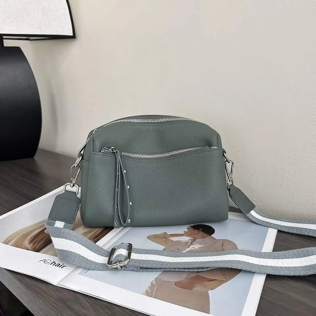 Metal Accents Genuine Leather Rectangular Crossbody Bag image 7