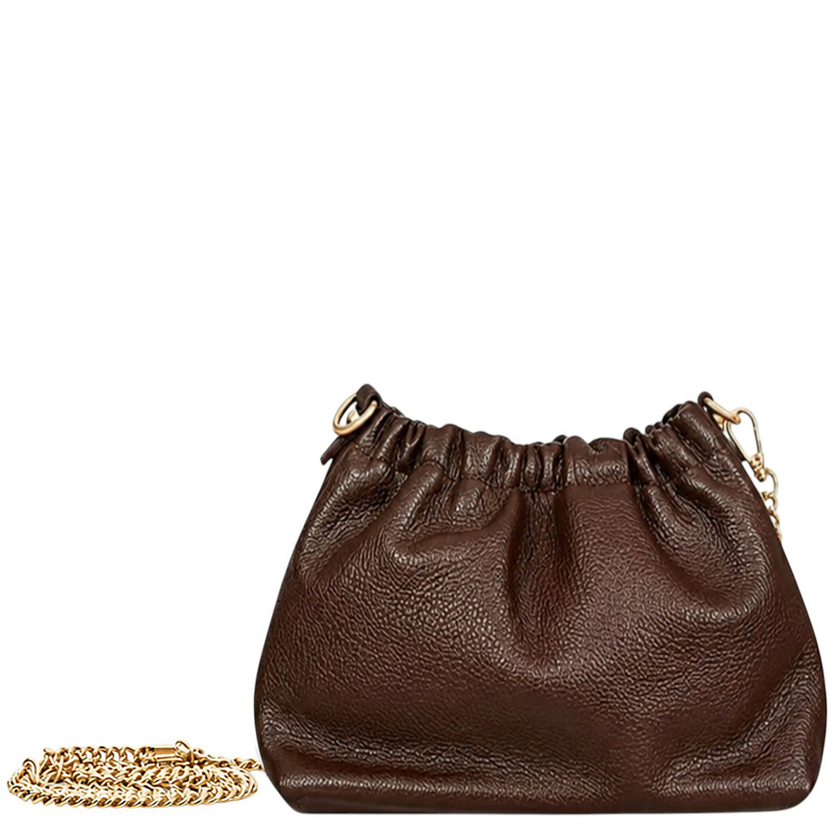 Elegant Genuine Italian Grained Leather Pouch Clutch Bag - COFFEE image
