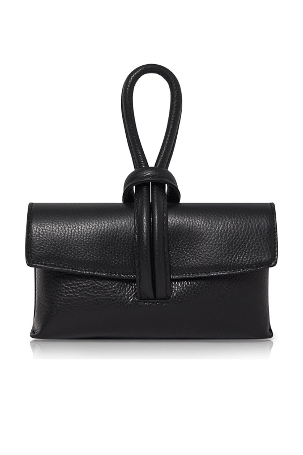 Genuine Italian Leather Small Clutch Crossbody Bag - Black image