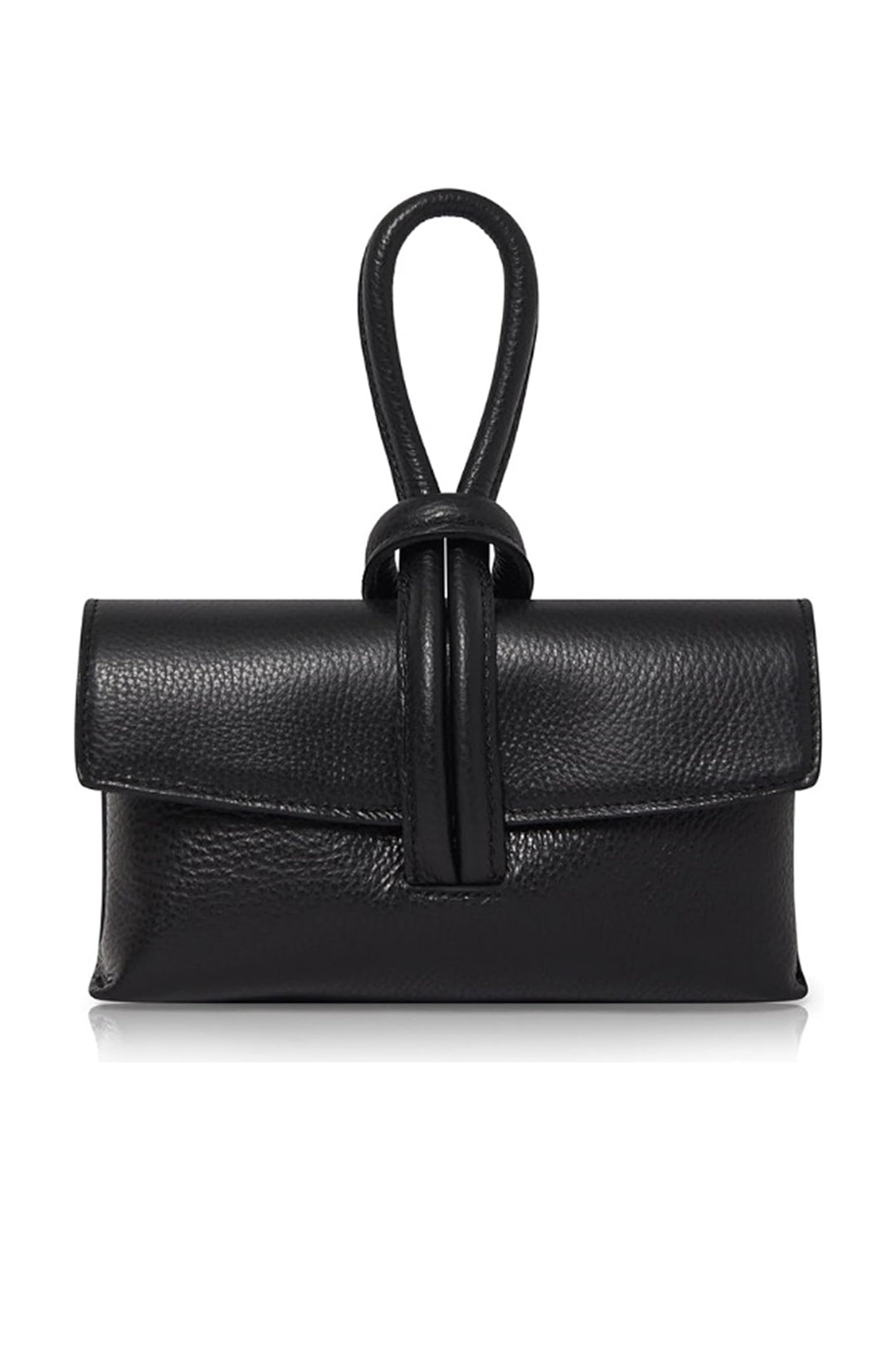 Genuine Italian Leather Small Clutch Crossbody Bag - Black image