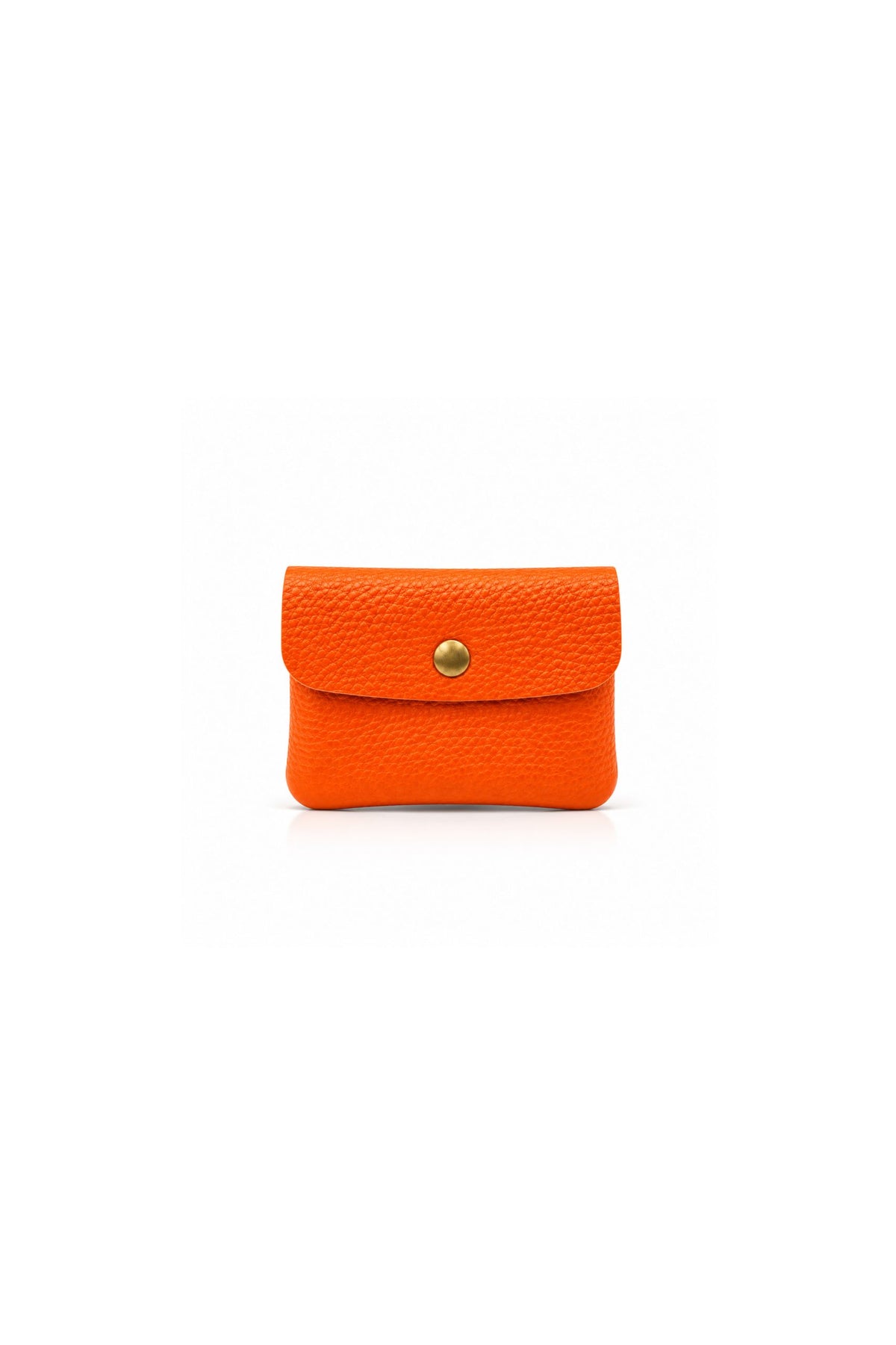 Genuine Italian Leather Compact Coin Purse with Snap Closure - Orange image