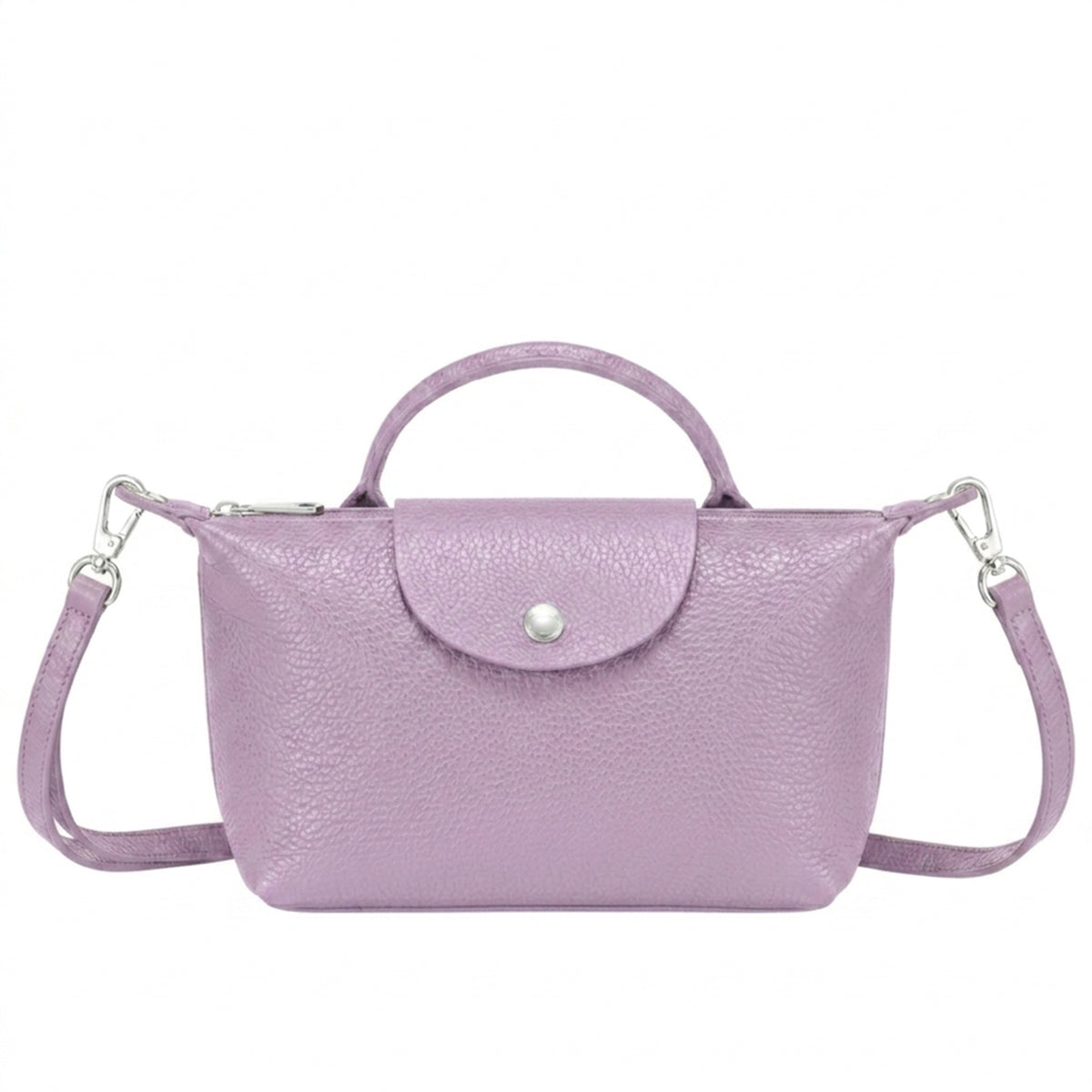 Italian Leather Top Handle Mini Crossbody Shoulder Handbag - LILAC image