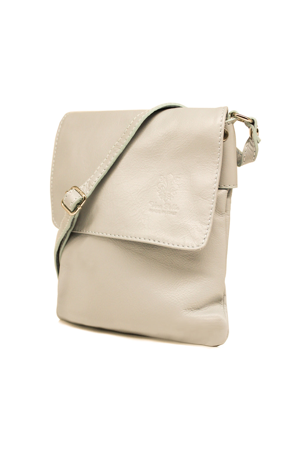 Stylish Flap Small Genuine Italian Leather Crossbody Bag - Beige image