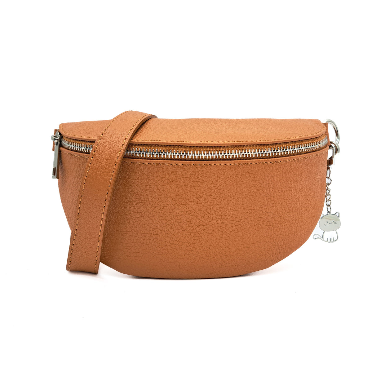 Italian Real Leather Bum Bag Style Crossbody Bag - TAN image