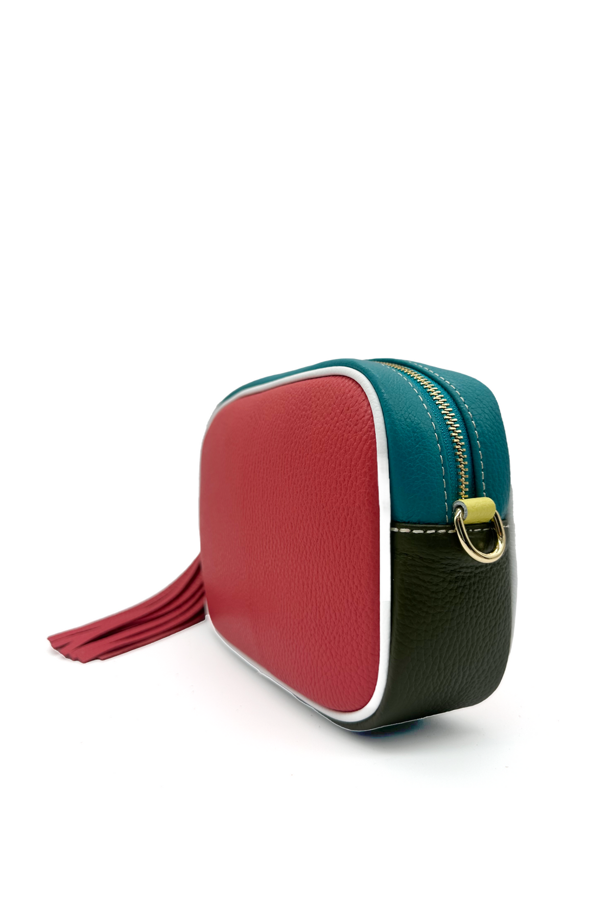 Italian Leather Colorblock Crossbody Camera Bag with Tassel image 3