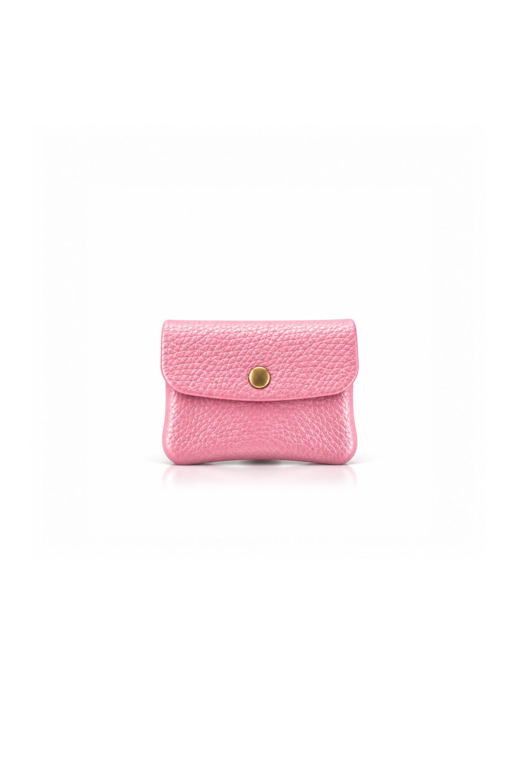 Genuine Italian Leather Compact Coin Purse with Snap Closure - Lollipop Pink image