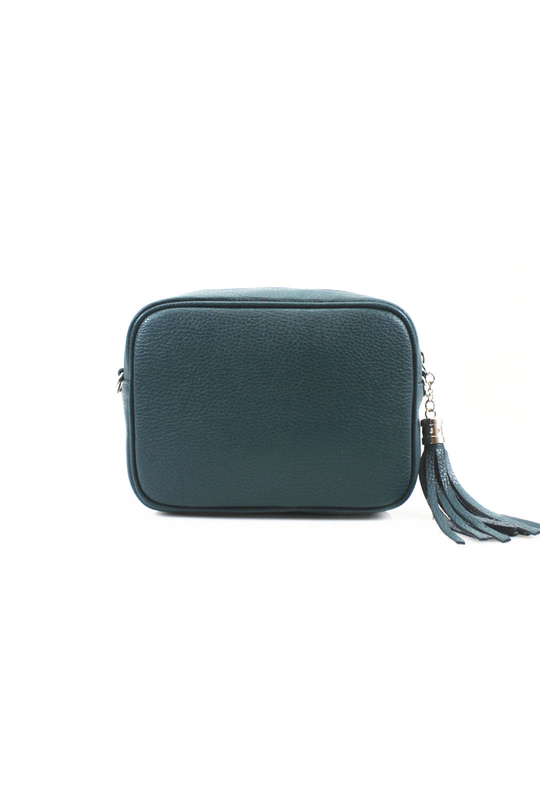 Tassel Charm Genuine Italian Leather Camera Handbag Crossbody Bag - Teal image