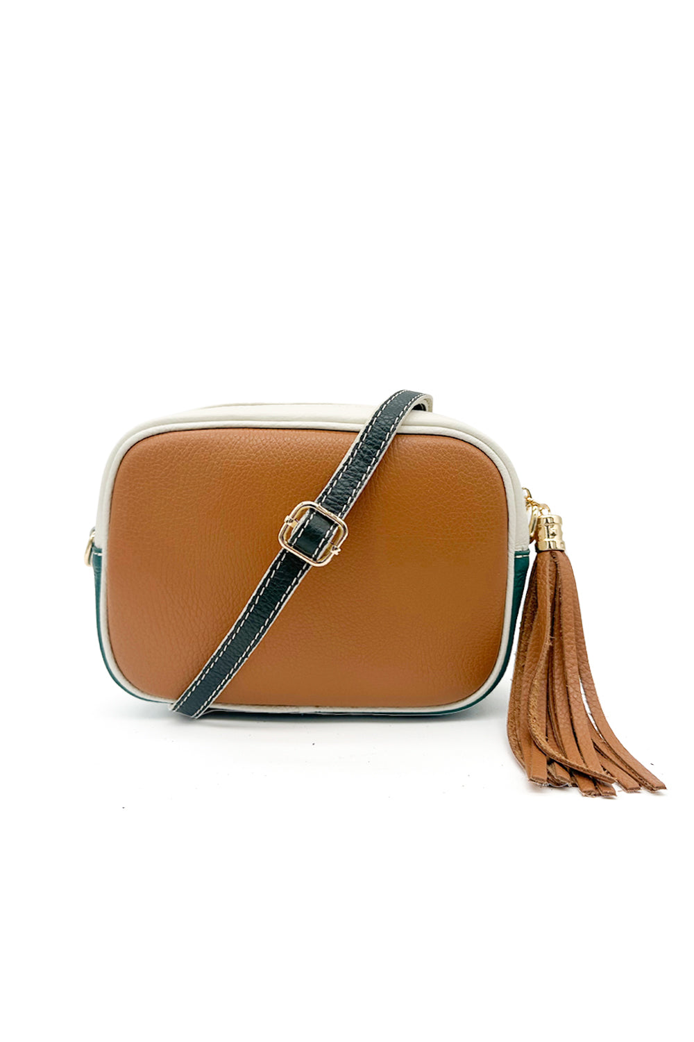 Italian Leather Colorblock Crossbody Camera Bag with Tassel image 9