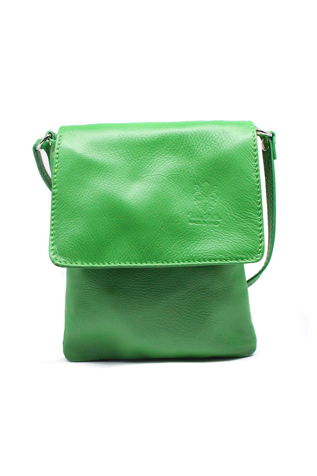 Stylish Flap Small Genuine Italian Leather Crossbody Bag - Green image