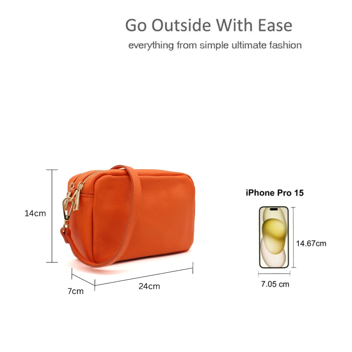 Italian Genuine Leather Crossbody Bag with Double Zipper Compartments image 1