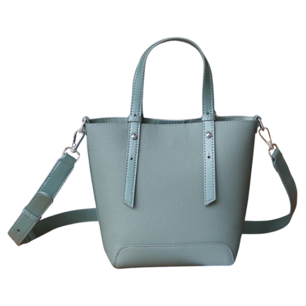 Compact Stylish Genuine Leather Crossbody Tote Bag - BLUEBELL image