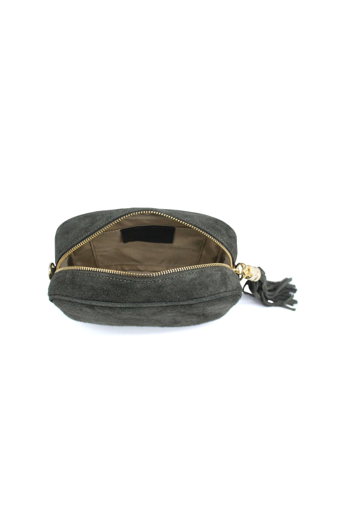 Genuine Italian Suede Leather Crossbody Bag with Tassel Zip image 16