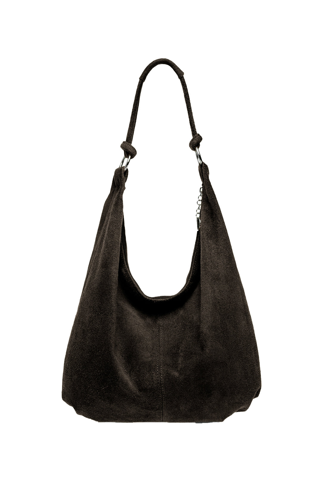 Large Slouch Italian Suede Leather Hobo Tote Bag - Black image