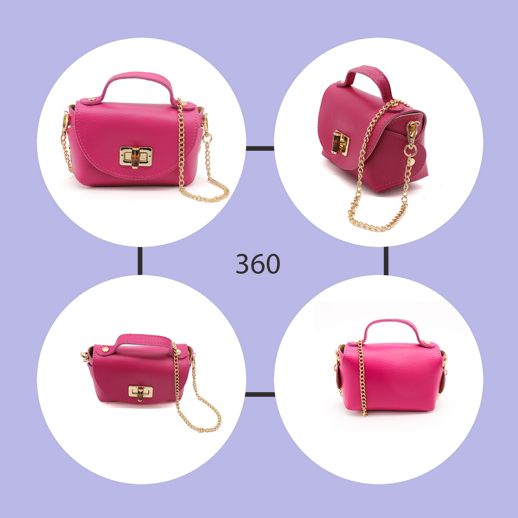Genuine Italian Leather Crossbody Bag with Chain Strap and Twist Lock Closure image 21