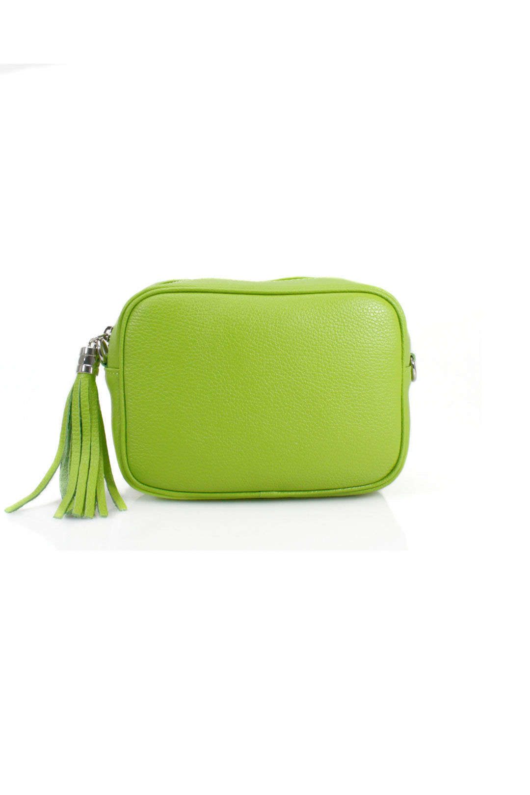 Tassel Charm Genuine Italian Leather Camera Handbag Crossbody Bag - Lime Green image