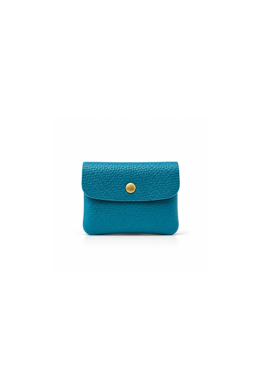 Genuine Italian Leather Compact Coin Purse with Snap Closure - Turquoise image