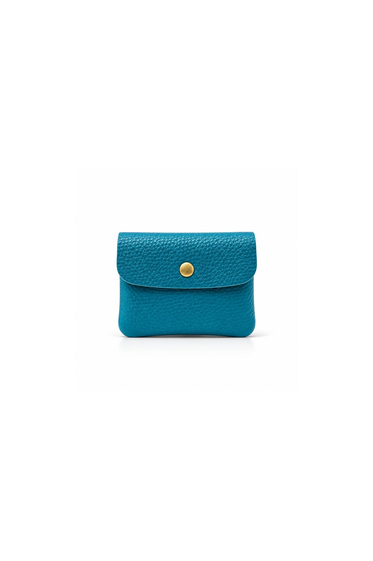 Genuine Italian Leather Compact Coin Purse with Snap Closure - Turquoise image
