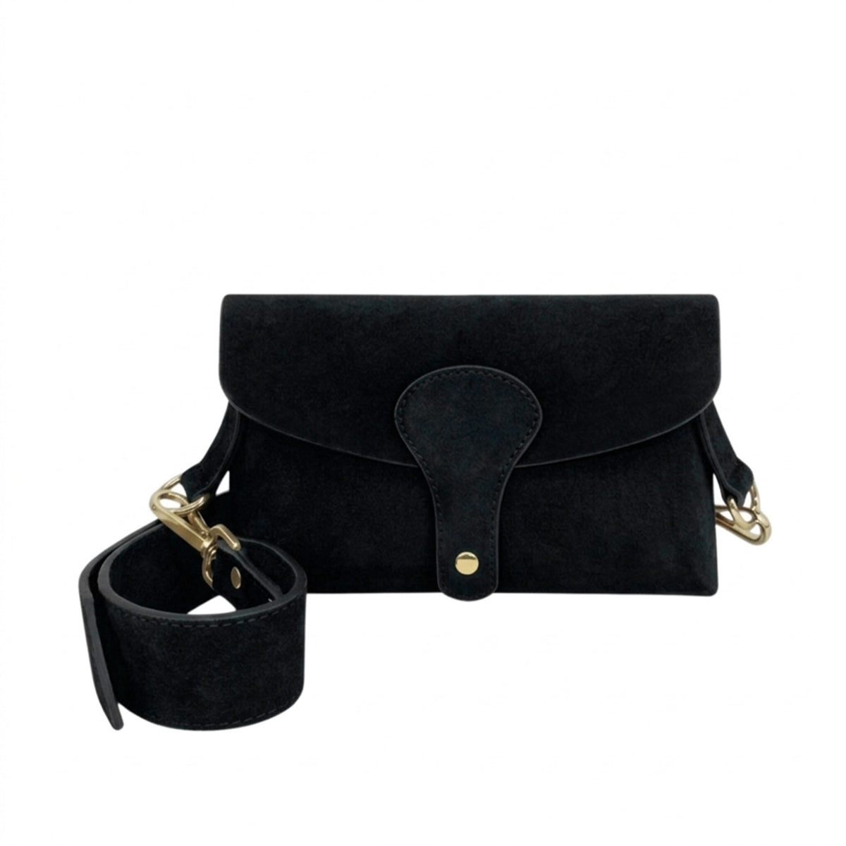 Suede Leather Magnetic Flap Small Crossbody Shoulder Bag - BLACK image