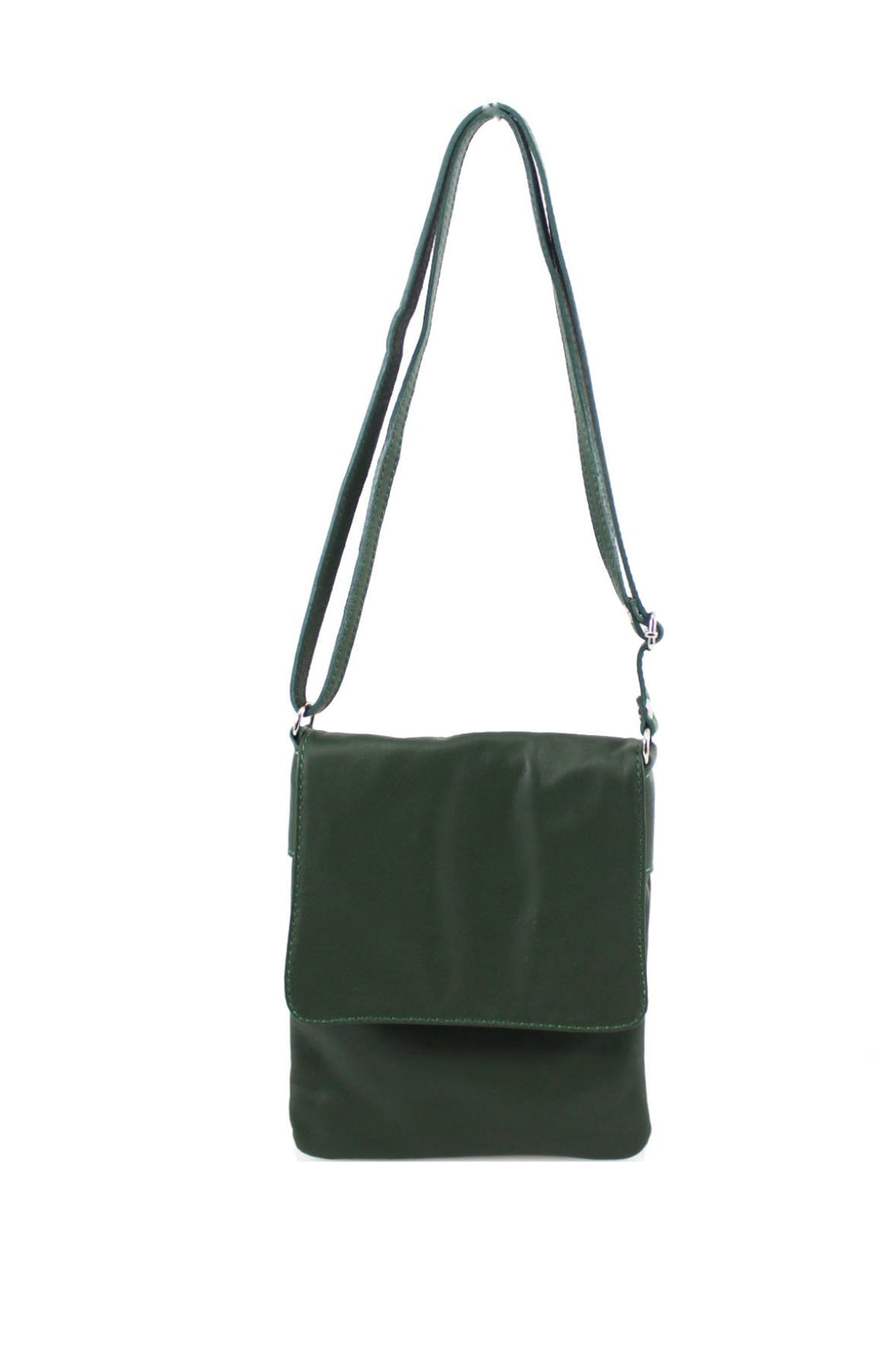 Stylish Flap Small Genuine Italian Leather Crossbody Bag - Dark Green image