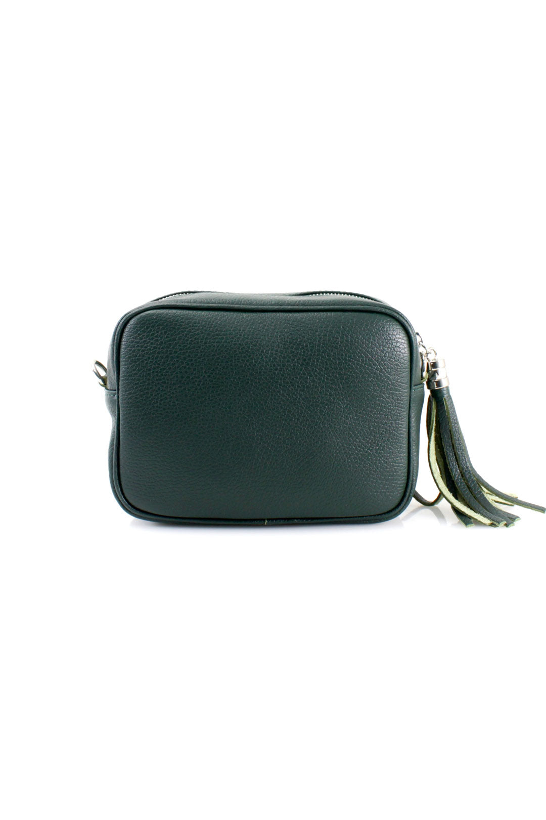 Tassel Charm Genuine Italian Leather Camera Handbag Crossbody Bag - Forest Green image