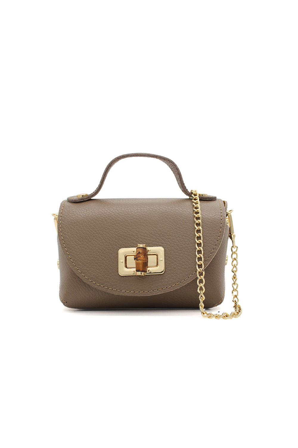 Genuine Italian Leather Crossbody Bag with Chain Strap and Twist Lock Closure image 13