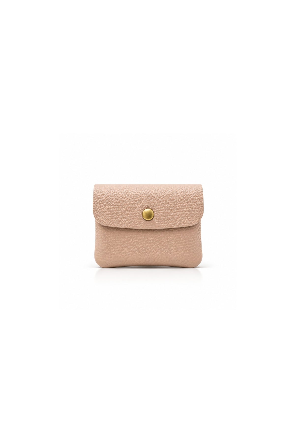 Genuine Italian Leather Compact Coin Purse with Snap Closure - Pink image